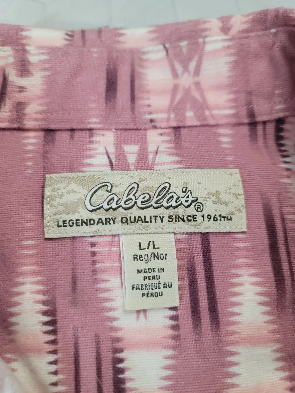 Cabela's Women Large Pink‎ Southwestern Button Up Flannel Shirt Cowgirl Rodeo